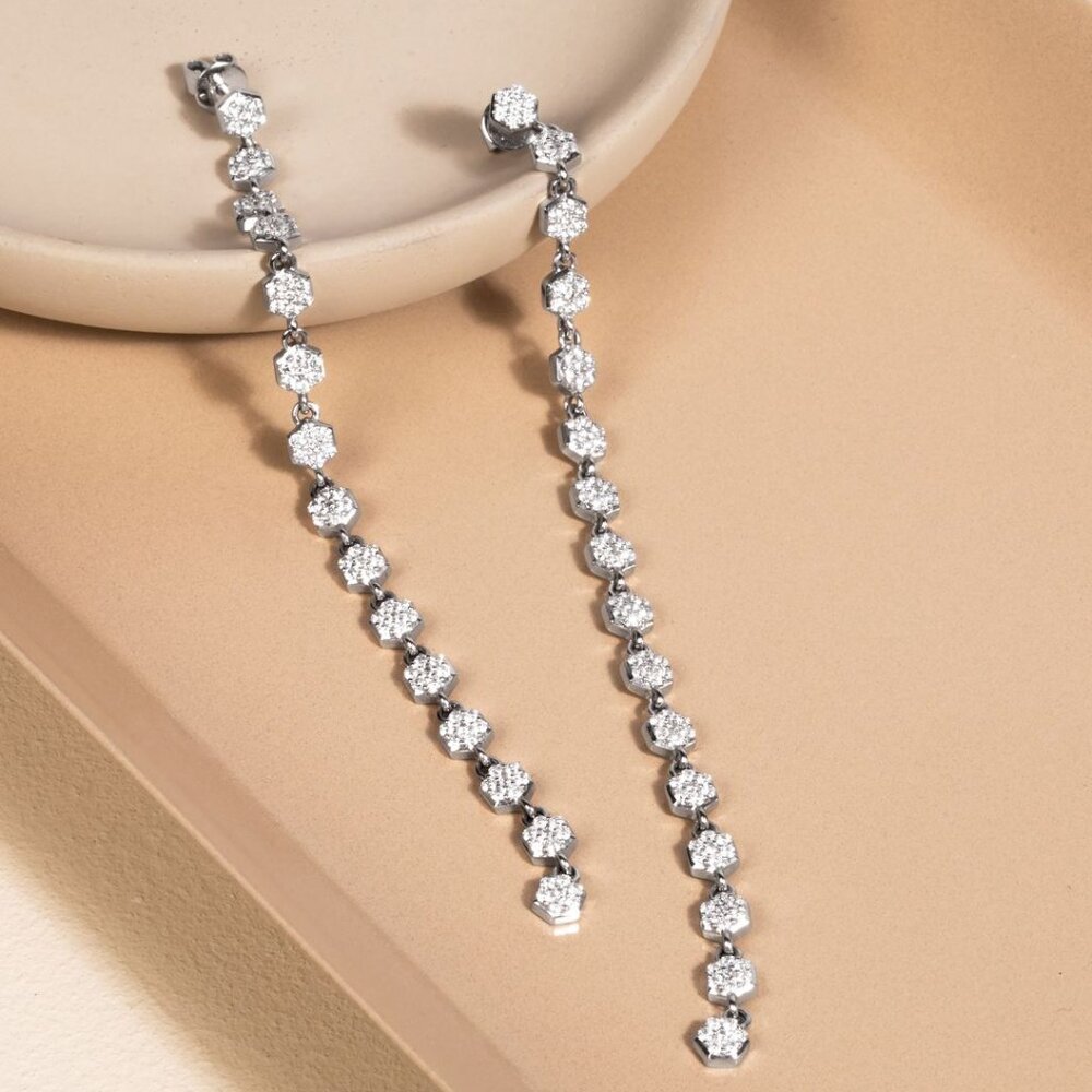 18k white gold Birks Diamond Drop Earrings - Picture 4 of 16